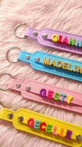 Personalized Name Keychain | Custom Leather Keychain with Colorful Letters ✨