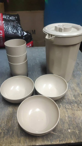 Mocha 7-Piece Aesthetic Dinnerware Set with Pitcher Baso and Soup Bowl"