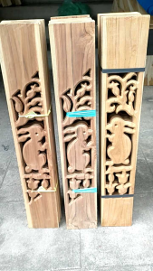 ฉลุราวบันไดราวระเบียงไม้สัก ลายกระต่าย(10ชิ้น)