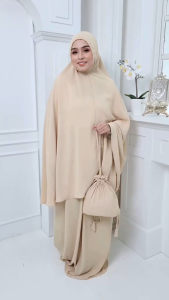 Telekung Travel | Kain Cey Crepe | Ironless | Sekali Bag | Hayya |