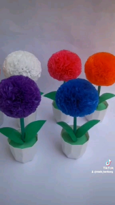 [Bunga dari Plastik Kresek] Bunga pom-pom warna warni kerajinan tangan artificial dekorasi rumah