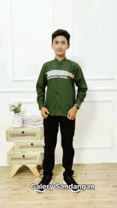 Baju Koko Anak Remaja SD-SMP Usia 10-15 Tahun Model Yordan / Baju Koko Muslim Anak Lengan Panjang