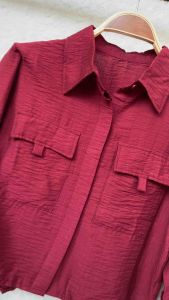 KEMEJA POLOS PANJANG BASIC WANITA / KEMEJA PANJANG POLO LINEN WANITA