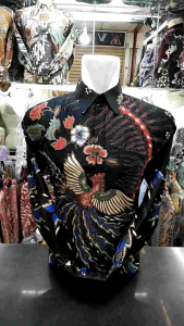 Batik Pria Lengan Panjang Dobby Jaguard Premium Hitam