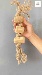 Pet Chew Stick - Đồ chơi cho thú cưng thắt nút bằng gỗ cà phê và dây thừng bản 3 gỗ cà phê-PetyPlay-nature