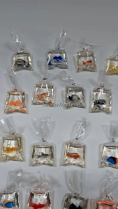 Charm Beads Resin Fish Water Bag Manik Liontin Ikan Pendant DIY Keychain Strap Hp Gantungan Kunci Tas