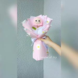 Kait Padung Bunga Crochet Graduation Doll Bouquet Flower Handmade Knit Gift