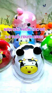 BÌNH TÂN SHOP 👑 Mũ / nón bảo hiểm trẻ em 2-5 tuổi (dưới 25kg) có kính che mặt hoạ tiết Bò Sữa (vòng đầu : 35 - 47 cm )