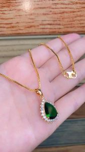 KALUNG EMAS CELI BATU HIJAU PERMATA XUPING 45CM ANTI LUNTUR