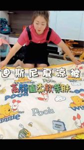 Kid Cartoon Blanket Cooling Summer Quilt Soft Washable Breathable Cloth Cotton Good Care Sleep Night Comfortable Lembut Selimut