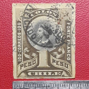 Koleksi Prangko kuno Chili lawas 1 piso Colombus 1883-1889 USED