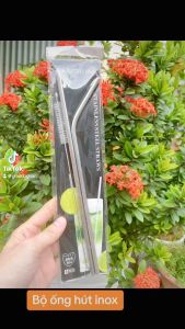Bộ ống hút kim loại INOX 3 món set 3 món ống hút cao cấp tiện lợi - gia dụng Nari