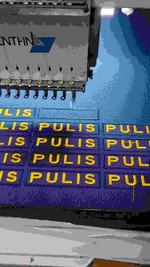 Custom Embroidery Name Cloth Patch Navy Nlue fabric with Gold Embroidery 1 X 4 inches