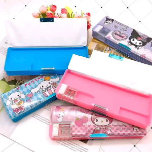 Sanrio kuromi pencil case with sharpener double layer stationary pencil box multifunction