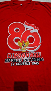 Kaos Atasan oblong Cewek Lengan pendek 17 Agustus ke 80 \ Kaos oblong Sablon A/ Kaos Oblong/ Baju Kaos Tshirt/ Tshirt Cewek / Tshirt Cewek