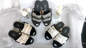 sandal wanita kekinian TP-02 model kokop variasi tali gesper kain motif#Realpick100%#COD