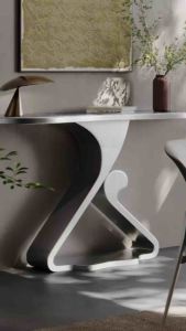 Kệ đứng bàn console trang trí phòng khách cạnh cửa nhà mặt đá đám mây với chân kim loạisơn tính diện BC-33