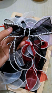 Caliloops Jepit Rambut Pita Besar Korea Dewasa Wanita Satin Fila Pearl