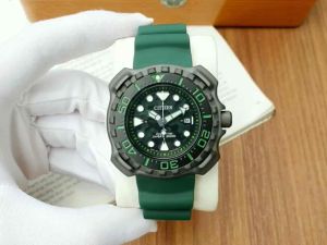 ĐỒNG HỒ NAM CHÍNH HÃNG Citizen BN0228-06W Eco-Drive Green Dial & Silicone Strap Promaster Supper Titanium Gray Diver