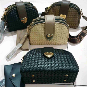 [Lokal Premium] - JENNY Tas Slempang Wanita 3 Ruang Motif Tikar Kulit Sintetis Cocok Berbagai Kegiatan