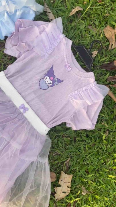 ABCKIDS Girls Princess Sleeves Shirt and Balloon Skirt Top and Skirt SET Cute OOTD Kuromi MyMelody