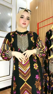 GAMIS SETORJOAN TWILL BATIK MOTIF KEMBANG ZIG ZAG VOL.2 RAYON ORY