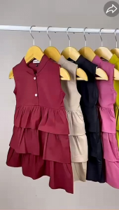 Dress Anak Ayumi Bahan Poplin Hooneybee Warna Hitam Size 1-5 Tahun