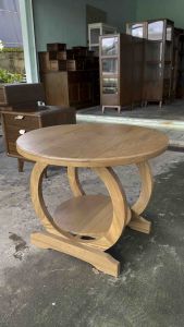 สีกัดขาว โต๊ะไม้สัก โต๊ะกลม โต๊ะกาแฟ กว้าง(W) 70 x สูง(H) 55 cm. Teak Wooden Table Coffee Round Table