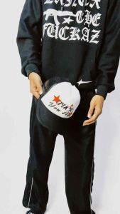 LXNTX Topi Jaring Trucker Hat Fvck All Black Free Sticker