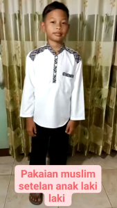 Koko Anak Laki Laki Hitam-Putih Pakaian Muslim Anak laki laki Setelan Kurta Lengan Panjang&Pendek