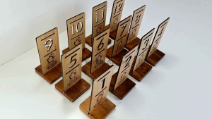 Nomer Meja Kayu | Penanda Nomer Meja Cafe Restoran Custom Logo| kayu arem