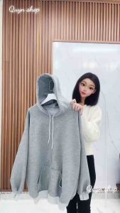 Set Bộ 2 Món Basic Chất Liệu Nỉ Màu Xám Gồm Áo Khoác Hoodie + Chân Váy Dáng Chữ A Có Quần Trong QUYN.087