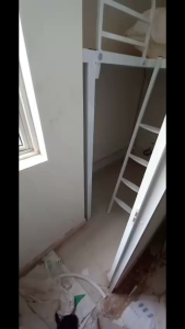 L shape loft bed customize for smaller helper room singapore/store room/utility/bomb shelter