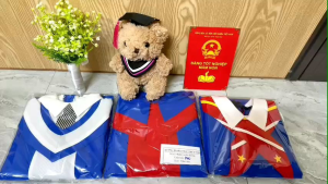 (Tiểu Học)Áo+ Mũ Cử Nhân  Xanh Bích