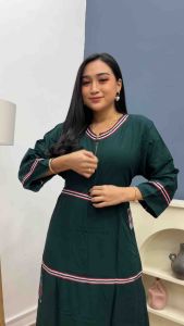 TERLARIS DRESS WANITA RAYON HALUS LONGDRESS ARABIAN POLOS VARIASI RENDA MODEL TANGAN 3/4 DASTER SUSUN DRESS BUSUI RESLETING DEPAN ADEM DAN NYAMAN