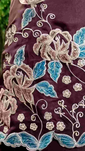 SETELAN BAJU KURUNG BORDIR BUNGA ORGANDI