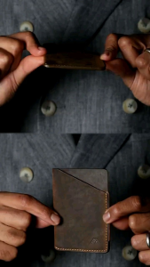 Tempat Kartu Tegak Minimalis - Dompet Kartu Kulit Ramping - Selongsong Kartu Tipis Vertikal - Dompet Saku Depan Ringkas - Selongsong Kartu Kulit