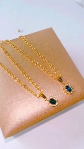 kalung liontin permata biru Titan wanita