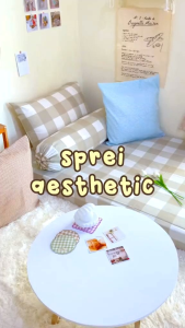 SPREI AESTHETIC KOREAN STYLE  SIZE 180X200 KING & 120X200 SINGLE / SPREI MOTIF KOTAK KOTAK VIRAL