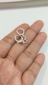 เงินแท้ 925 / ต่างหูเงินแท้ห่วงห้อยสายฟ้า เคลือบทองคำขาว / ห่วง 11 mm. | EWGL0002