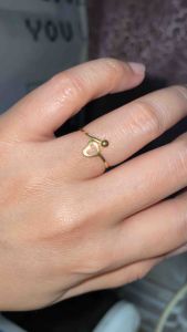 PAWNABLE 18K Saudi Gold Lightweight Dainty/Minimalist Heart Ball Ring(Open back)
