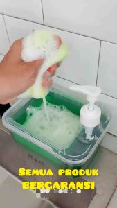 Dispenser Tempat Sabun Cuci Piring Pump 3 in 1 GSF 236 Spons Cuci Piring Wadah Sabun Mandi