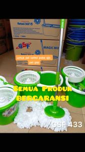 Pel Lantai Putar Pembersih Lantai Otomatis Magic Mop Set Ember Tongkat Kain Pel GSF 433