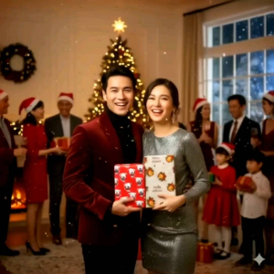 (กล่องเปล่า)กล่องของขวัญ พร้อมห่อกระดาษ มี 3ขนาด วางประดับตกแต่งต้นคริสมาสต์ งานปีใหม่ วันเกิด เปิดร้านใหม่ วันเด็ก