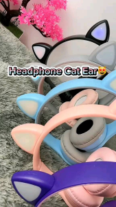 Headset Bluetooth LED RGB Telinga Kucing Warna-warni Bass Jernih dengan Driver 40mm - P47M
