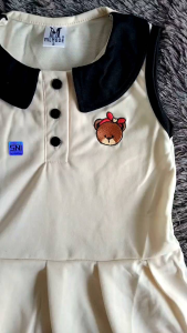 D115 DRES ANAK TERBARU MOTIF BORDIR BEAR PITA LUCU disayangbayi