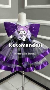 Dress tutu kuromi gratis bando setelan baju anak perempuan setelan anak import premium korea  dress pita dressprincess bajulebaran
