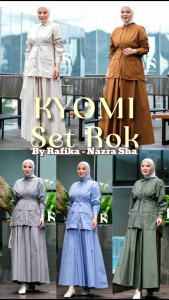 RAFIKA KYOMI SET (Atasan & Rok): Baju Setelan Rok Katun Import