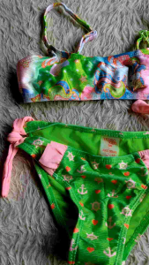 Kids Swimsuit for Girls 5-6 years old 2-Piece Unicorn Bikini Set Neon Green Pink Cute Swimwear Beach Outfit