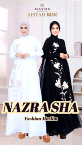 (9) MAYRA AISYAH BASIC Baju Dress Gamis Hitam Putih Mulimah Aisyah Basic Series By Mayra. Nazra Sha